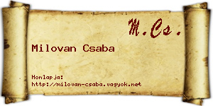 Milovan Csaba névjegykártya